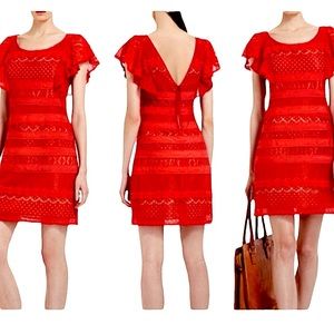 BCBG “Renata” red lace sheath dress